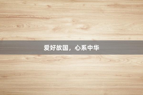 爱好故国，心系中华